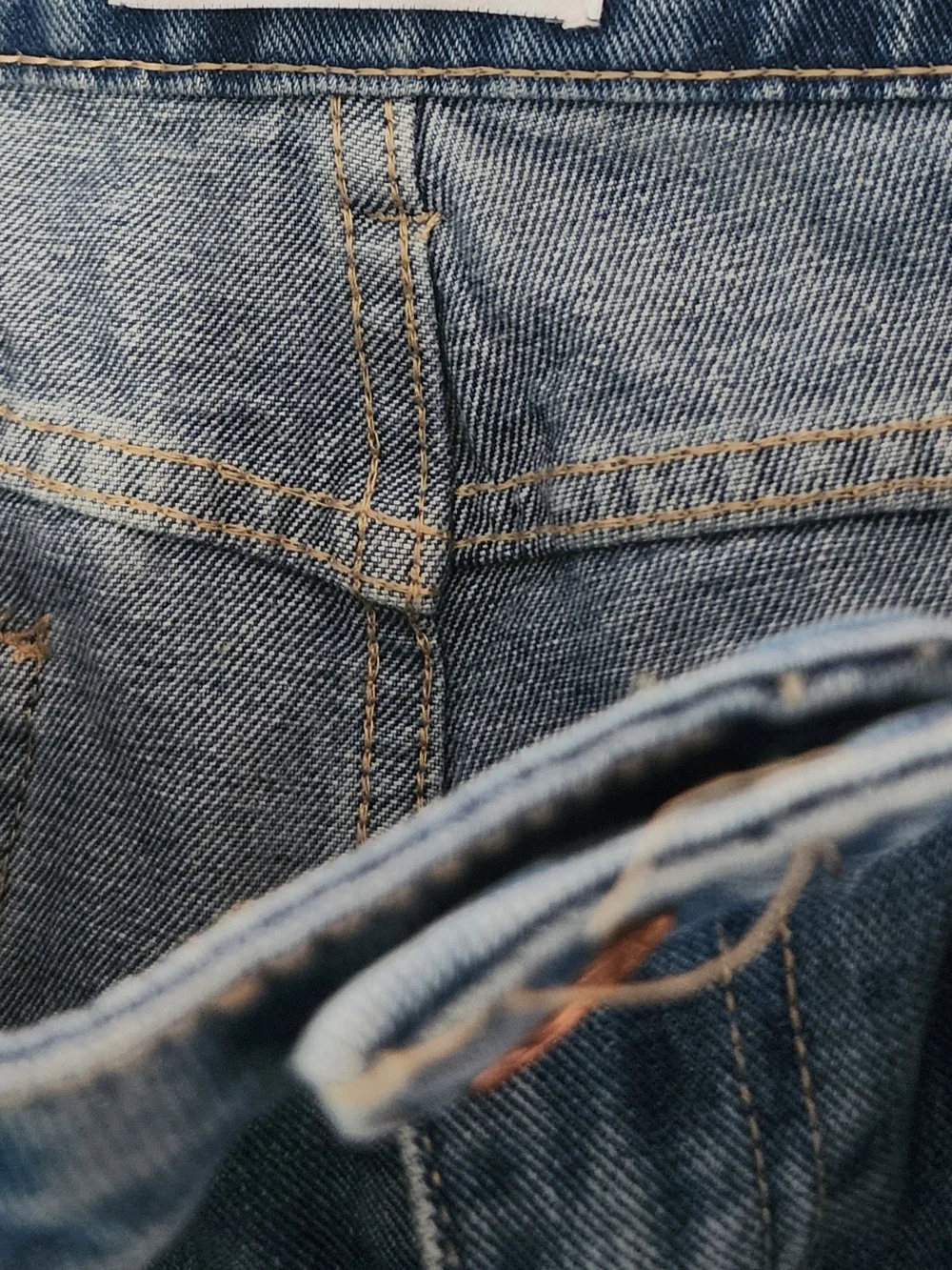 Women’s Straight Leg Distressed Jeans - Blue Sz LRG